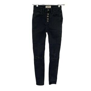 WE THE‎ FREE Sabrina Distressed Super Skinny Jeans Black size 25